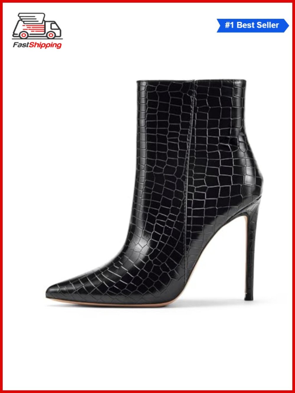 ✨ Pointed Toe Stiletto Heeled Ankle Booties, Side Zip Dress Boots